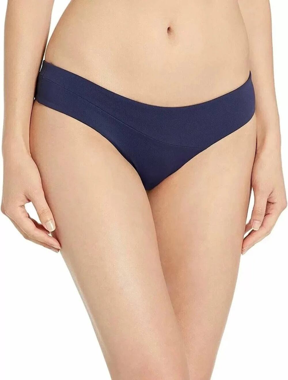 Volcom Bikini Bottom Size Large NWT Simply Seamless Cheeky Navy Blue Solid Swim